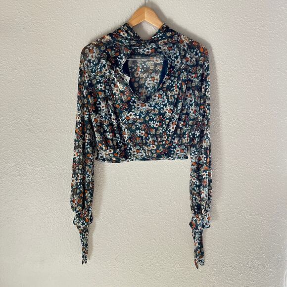 NEW Free People all dolled up floral cropped blouse - Picture 7 of 12